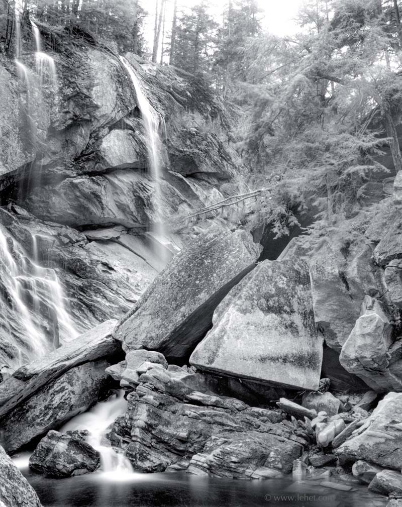 Cavendish Gorge Waterfall, Vermont, Black and White