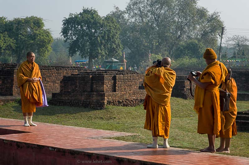 Four Theravada Monks Photographing at Lumbini