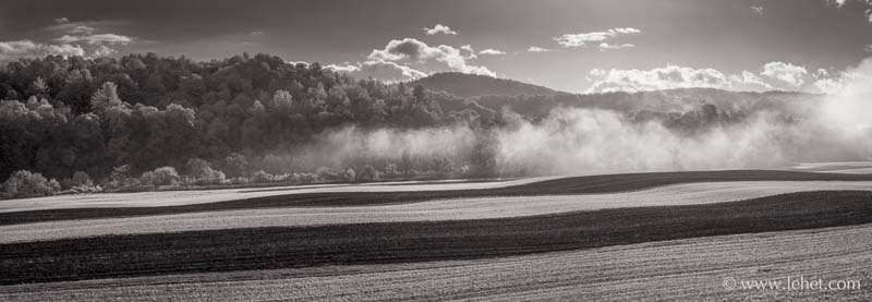 Plowed Cornfield,Rising Mist