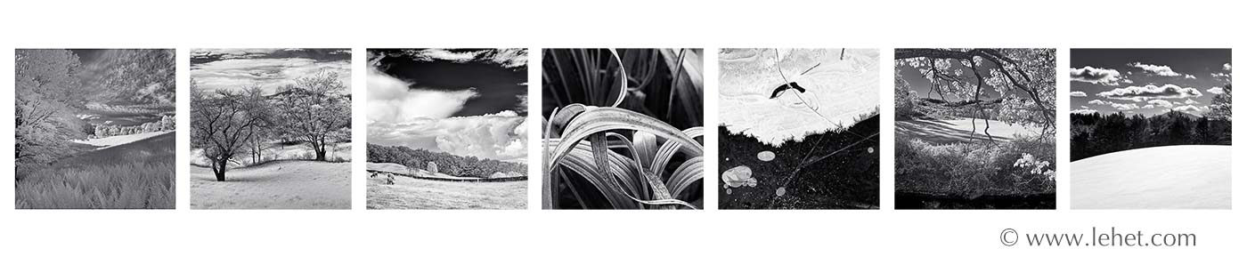7 square black and white photo series
