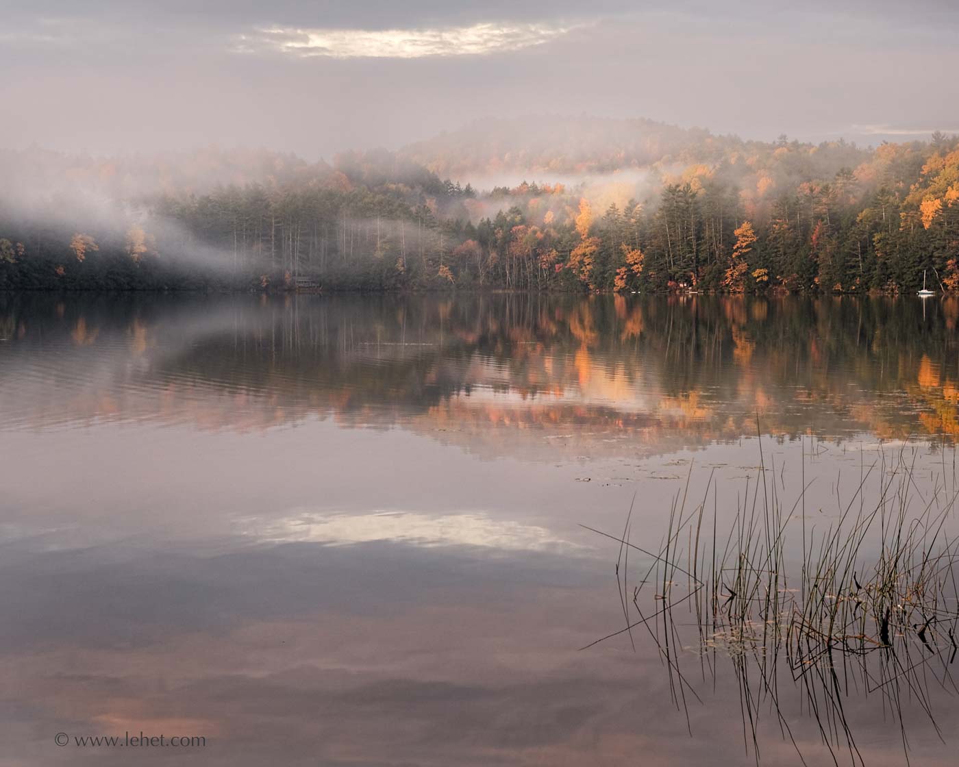 Post Pond New Hampshire Autumn Dawn Mist